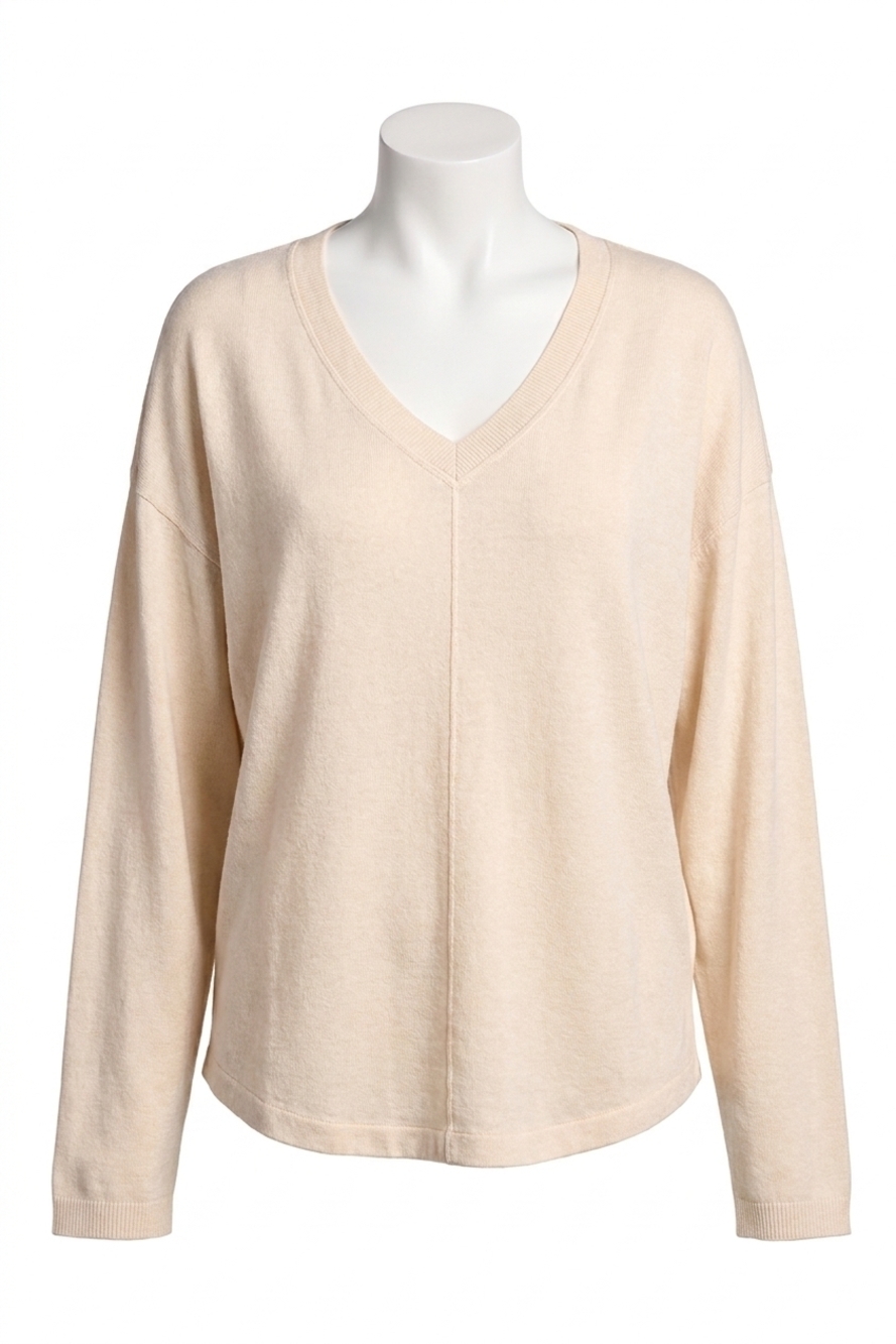NEW TRIBAL slub knit flatlock top in moonstone